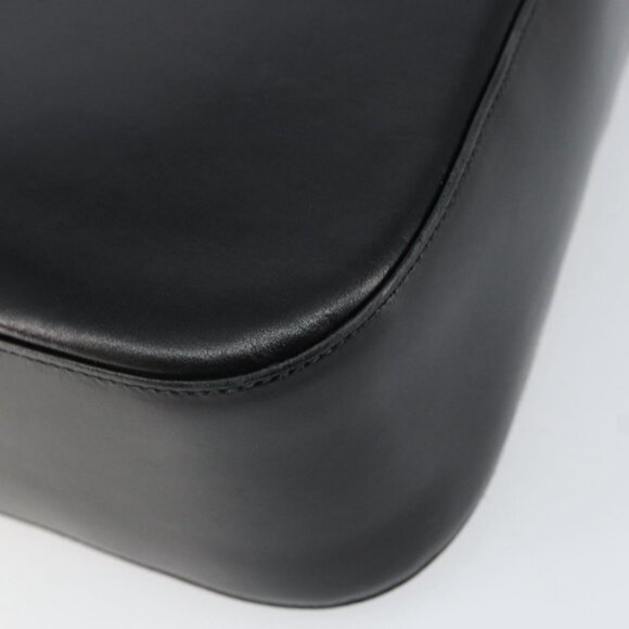 Authentic Salvatore Ferragamo Gancini Shoulder Bag Leather Black Gold - Picture 2 of 16